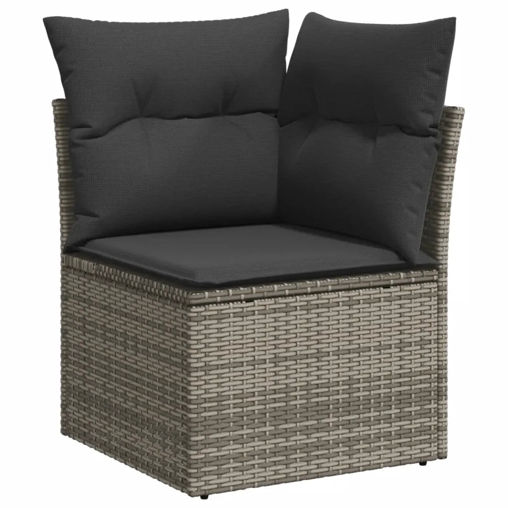 Set Divano da Giardino 10 pz con Cuscini Grigio in Polyrattan 3227999