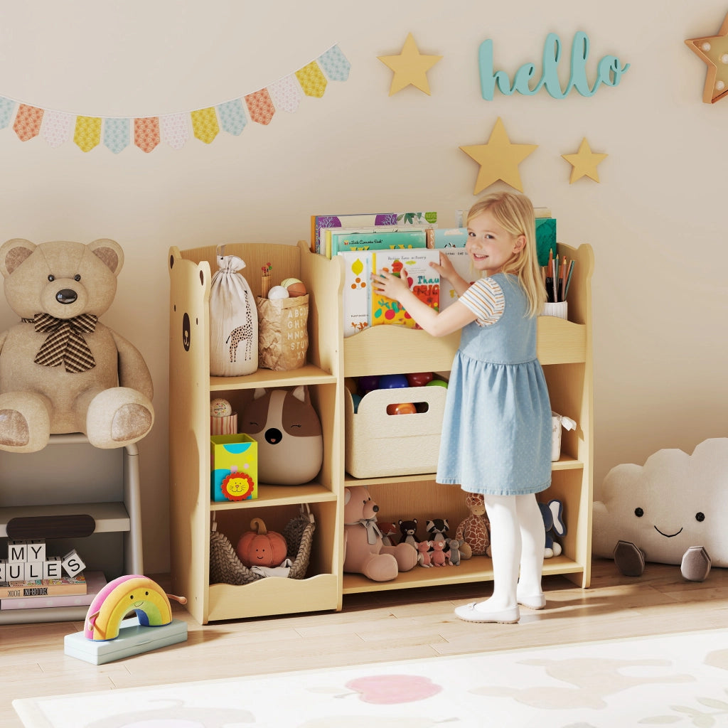 Scaffale portagiochi per bambini in legno con ripiani e scomparti ¨C Xylo ¨C 92x29x79 cm