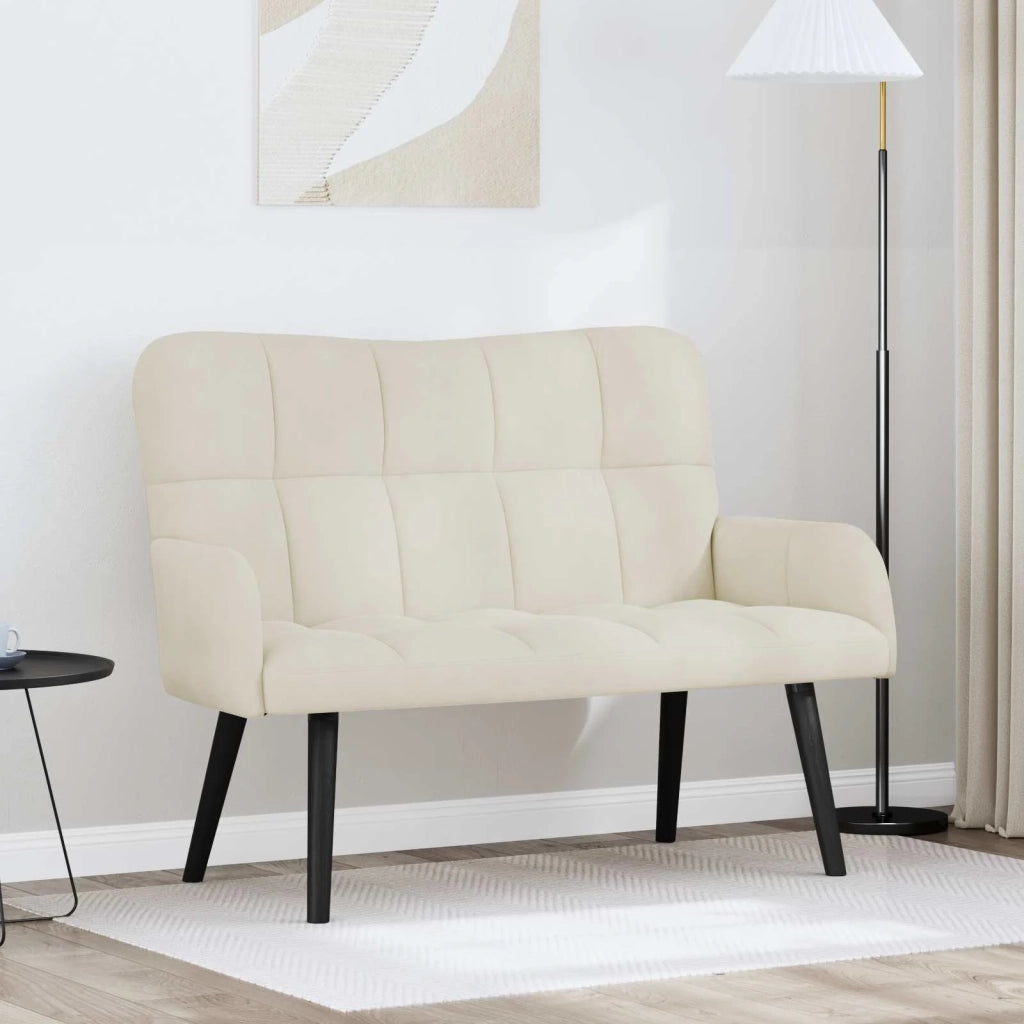 Sofa a Due Posti Crema 115 x 61 x 87 cm Velluto 42028947