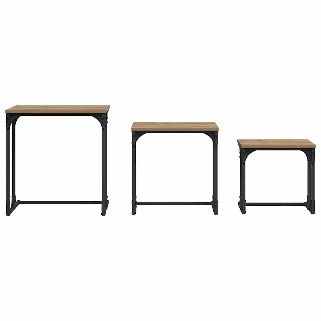 Tavolo da caffè nesting 3 pcs rovere artigianale 883532