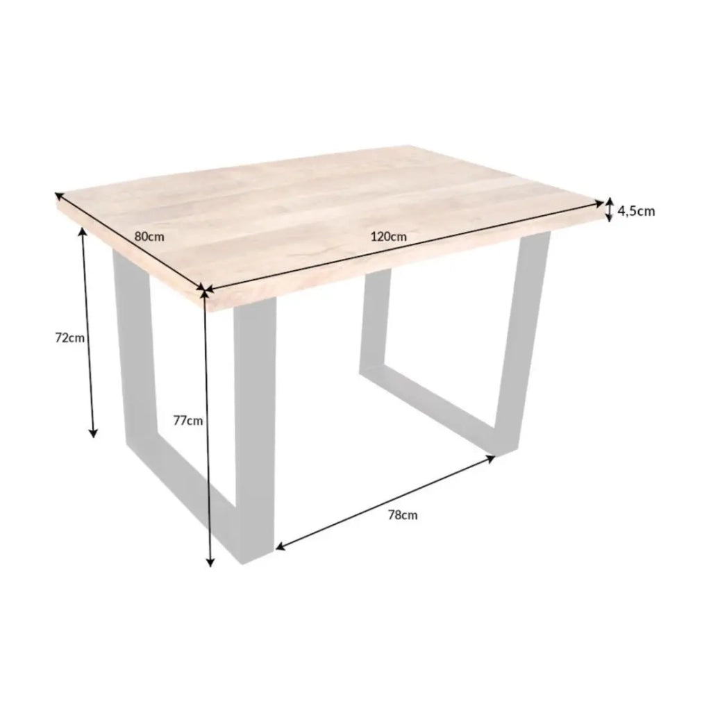 Table LODEN 120 cm – Piano in legno massiccio di mango verniciato – Gambe a U in metallo nero