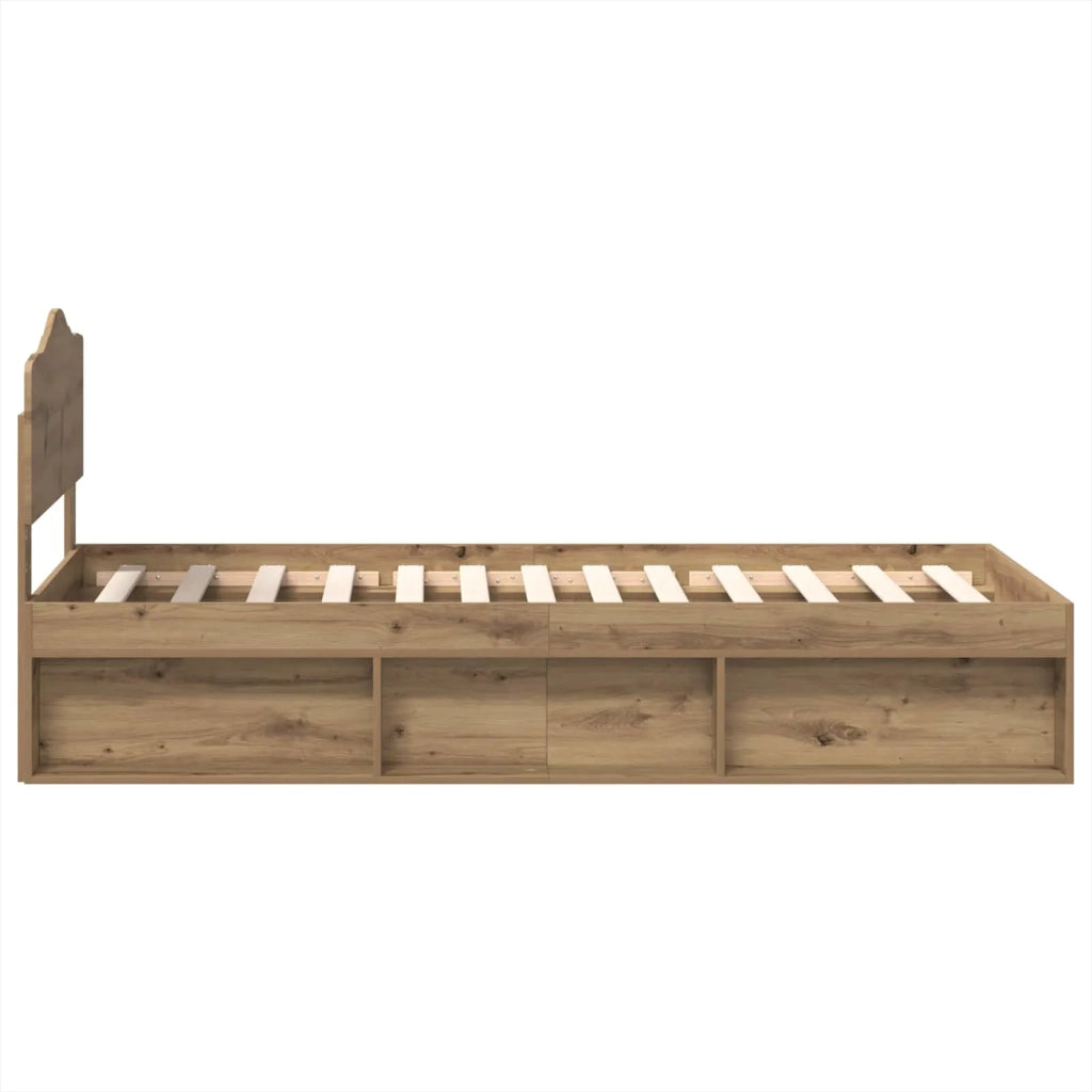 Letto singolo | Letto per adulti | Struttura del letto con testiera Rovere Artigianale 90 x 190 cm