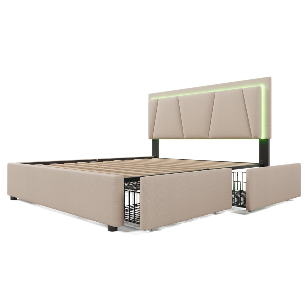 letto imbottito legno beige 140x200 cm