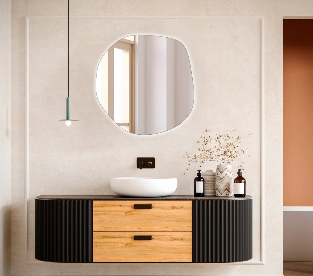 Specchio organico Hispanohogar con LED perimetrale a 2 colori di luce 80