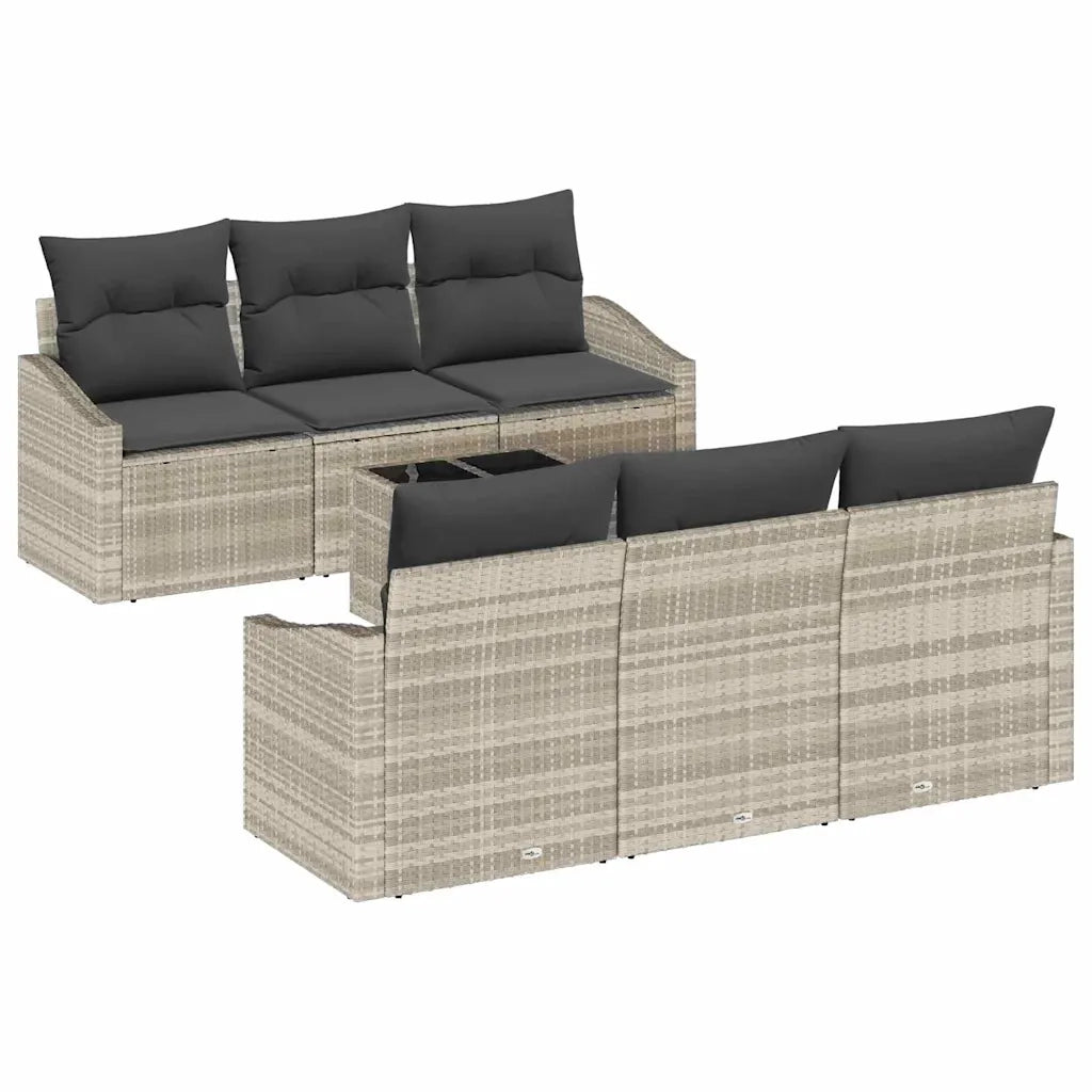 Set di divani con cuscino 7 pcs Grigio chiaro polyrattan 3346612