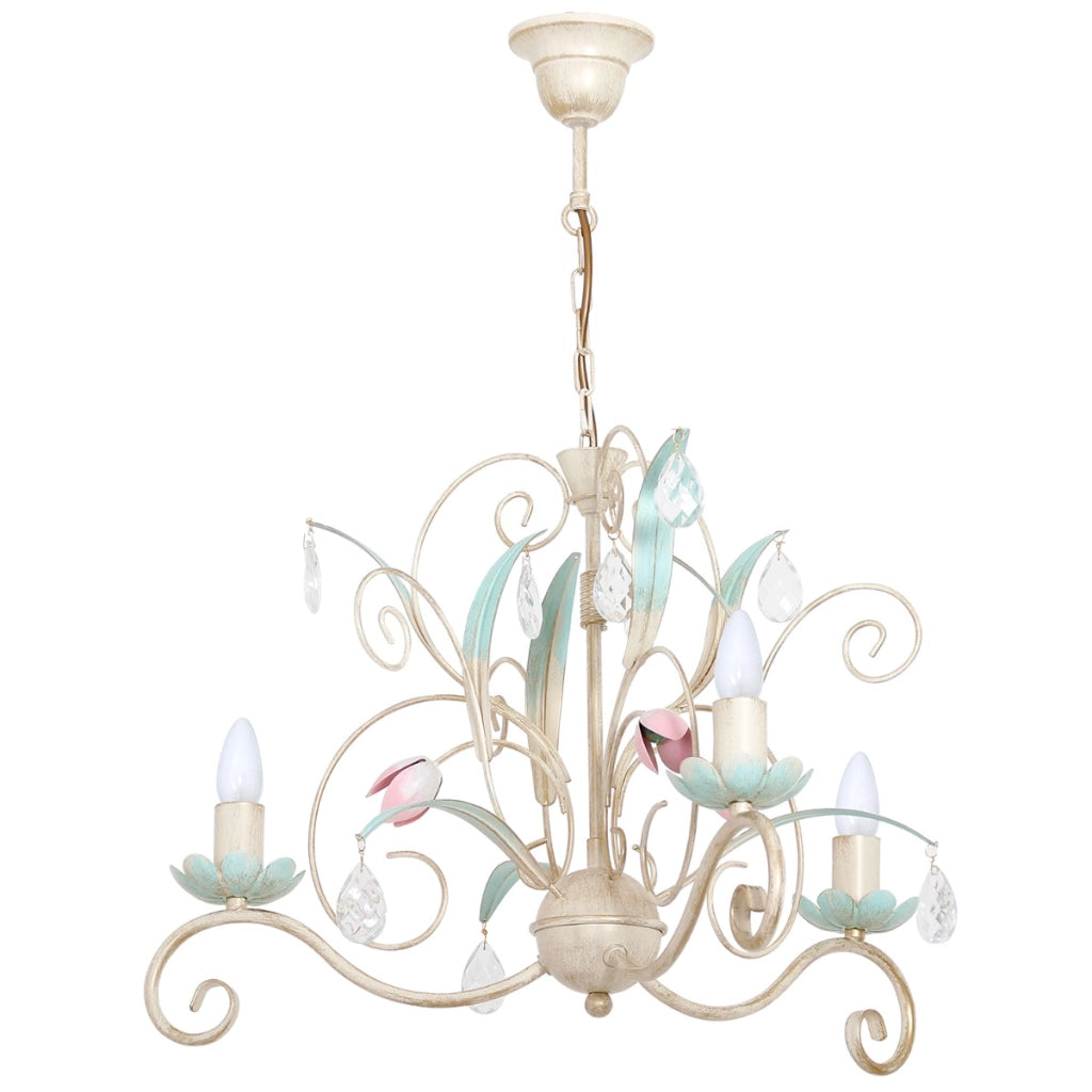 Lampadario Luce cristalli floreali multicolore 3xE14 Luminex