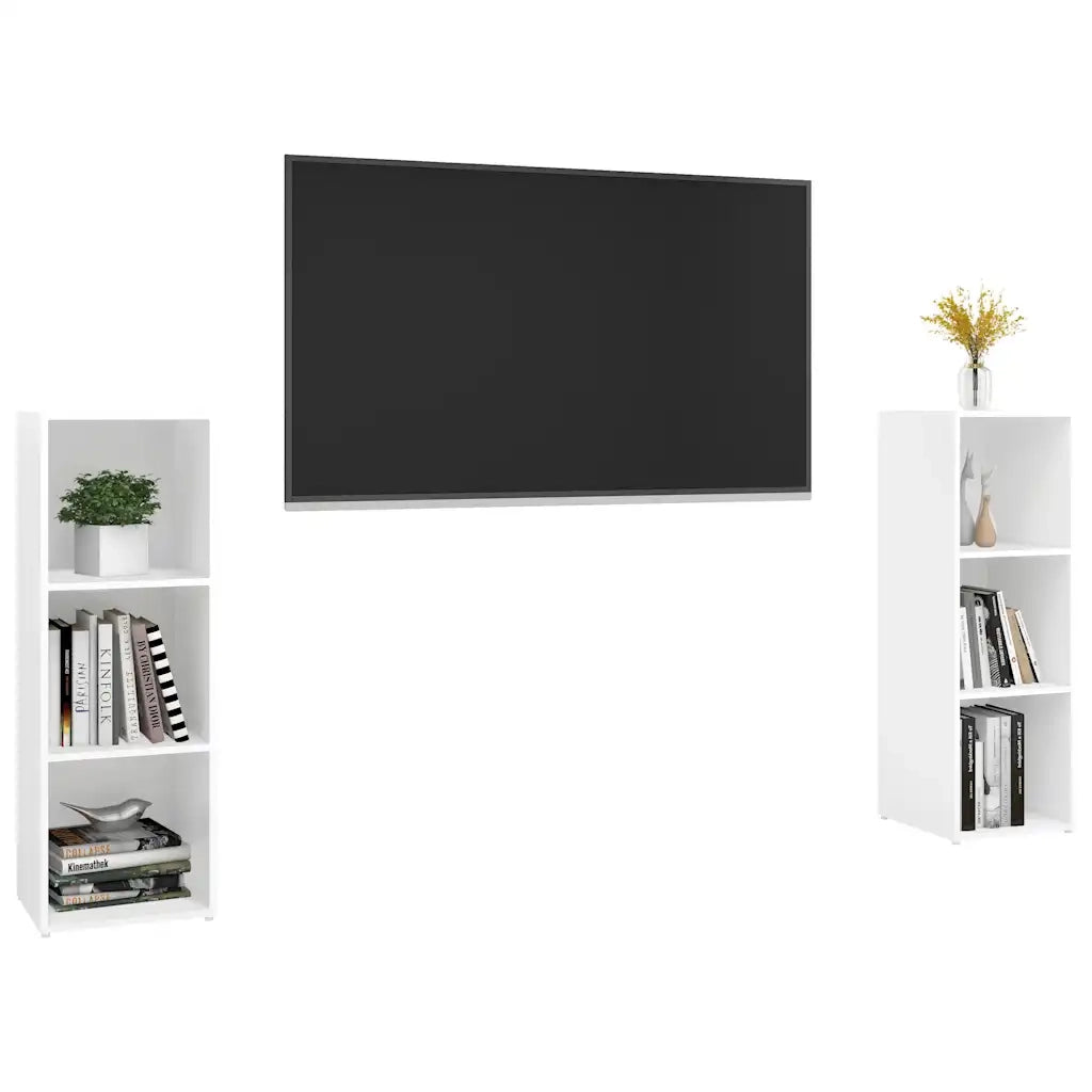 Mobili TV 2 pz Bianchi 107x35x37 cm in Legno Multistrato 3079907