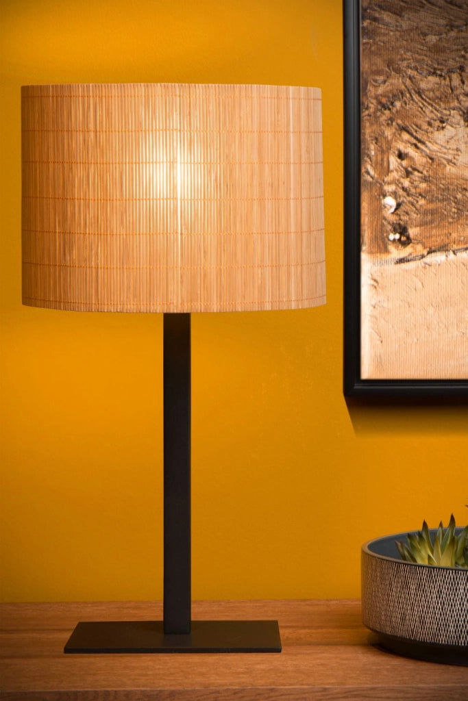 Lampada da tavolo Lucide Magius rattan nero E27 40W