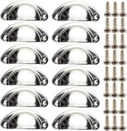 Set di 12 maniglie per armadio, 82 mm (3 pollici), maniglie in acciaio inox per cucina, maniglie per porte di mobili con viti, adatte per ante, armadi, comodini e armadi a vestiti.