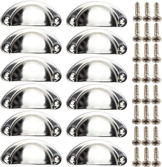 Set di 12 maniglie per armadio, 82 mm (3 pollici), maniglie in acciaio inox per cucina, maniglie per porte di mobili con viti, adatte per ante, armadi, comodini e armadi a vestiti.