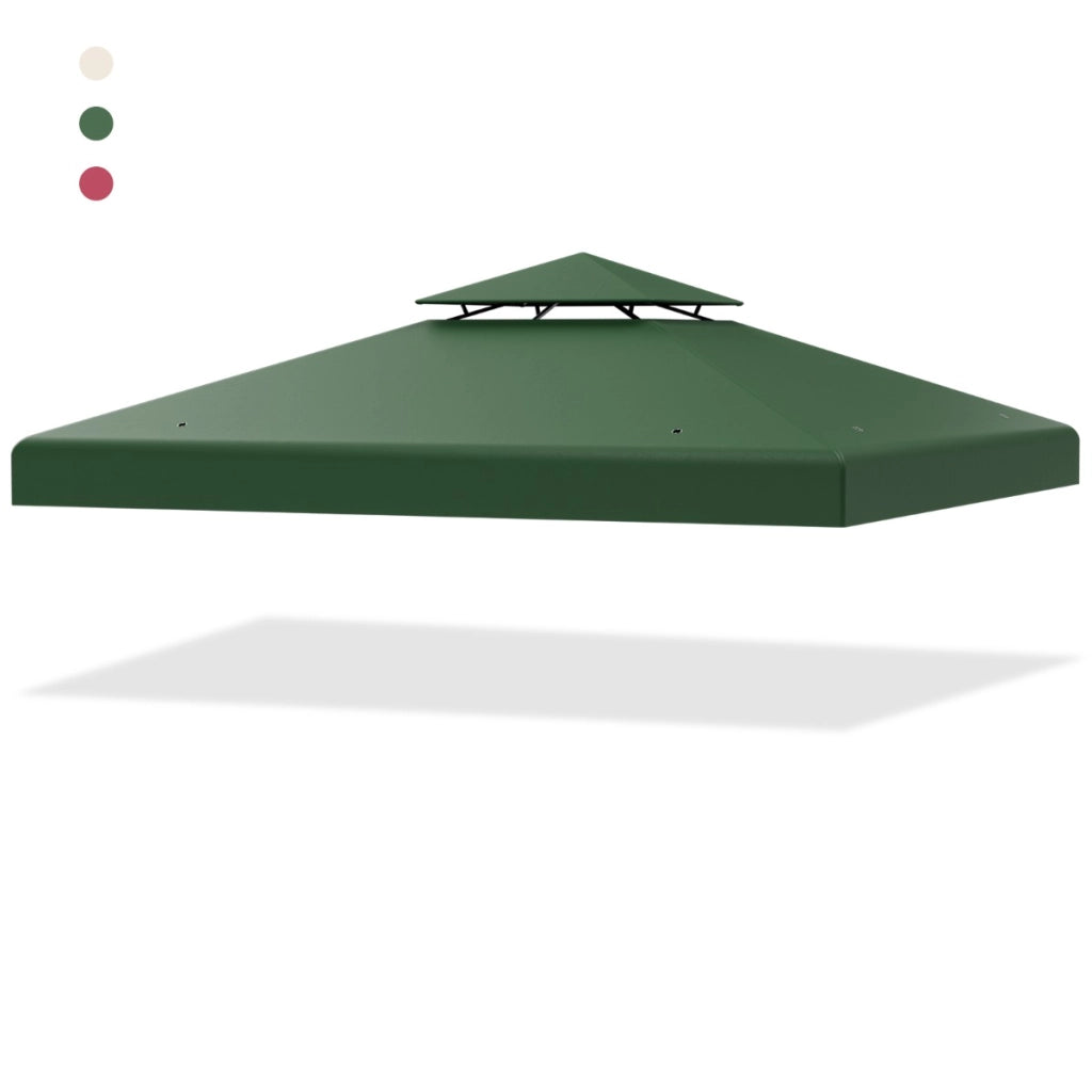 Copertura di ricambio per gazebo a 2 livelli da 300x300cm, Tettoia con fibbie in alluminio e chiusure a strappo Verde scuro-Gazebo