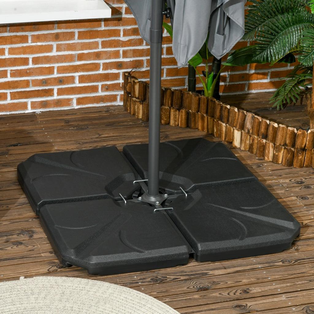 Base Ombrellone 4 Pezzi HDPE Riempibile Acqua Sabbia 18kg ¨C zephmum ¨C 103x103x8.3 cm Nero