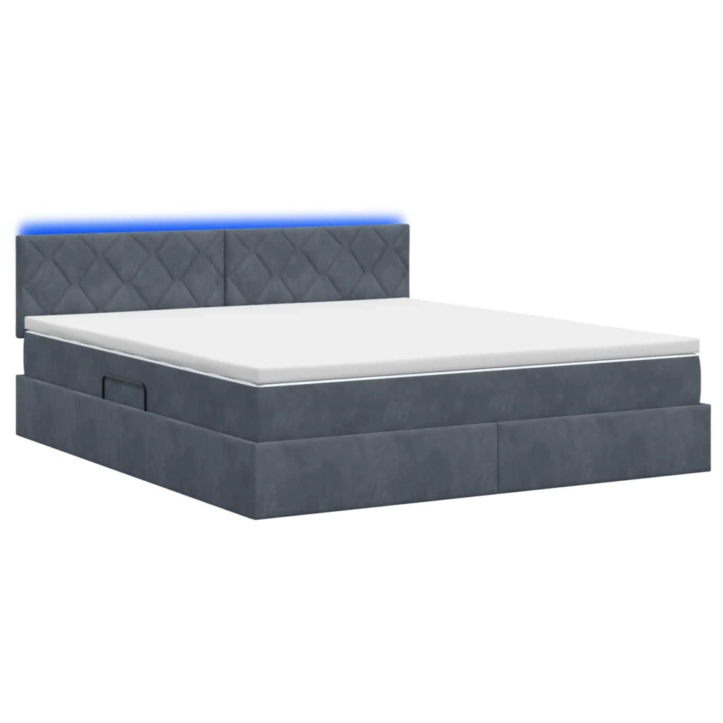 Letto con contenitore LED e materasso Grigio Scuro 180 x 200 cm 3459325