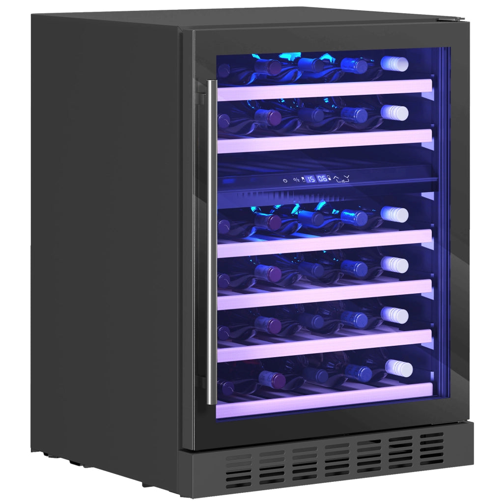 Cantinetta Vino Temperatura Controllata 5-18¡ãC 46 Bottiglie 131L ¨C Minimal ¨C Nero Vetro Temperato