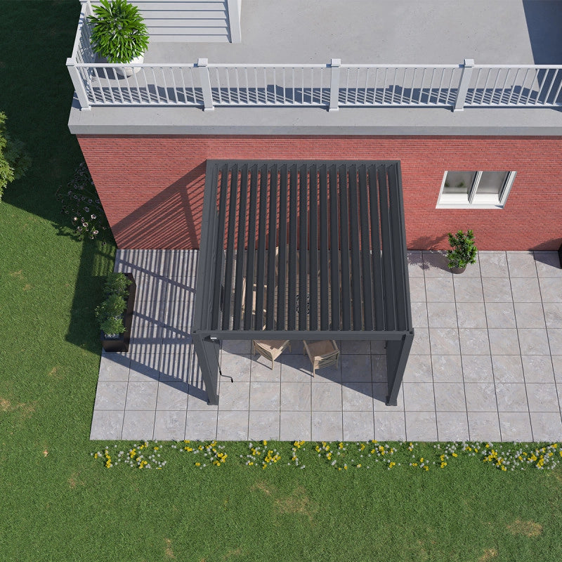 Pergola bioclimatica Ombréa addossata VS 3x3M Antracite + 1 tenda