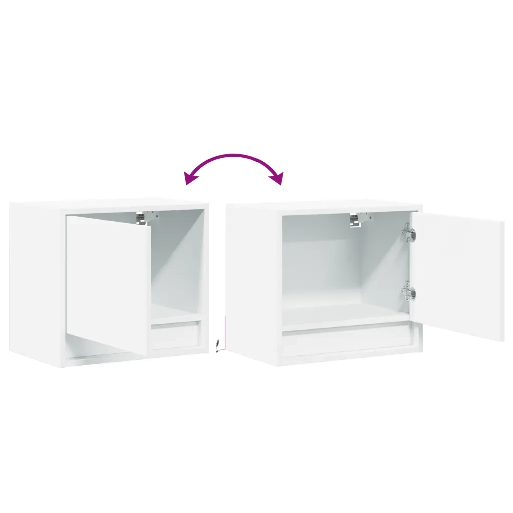 Set di 2 Comodini | Armadio da Notte | Mobiletto da notte a Parete con Luci LED Bianchi