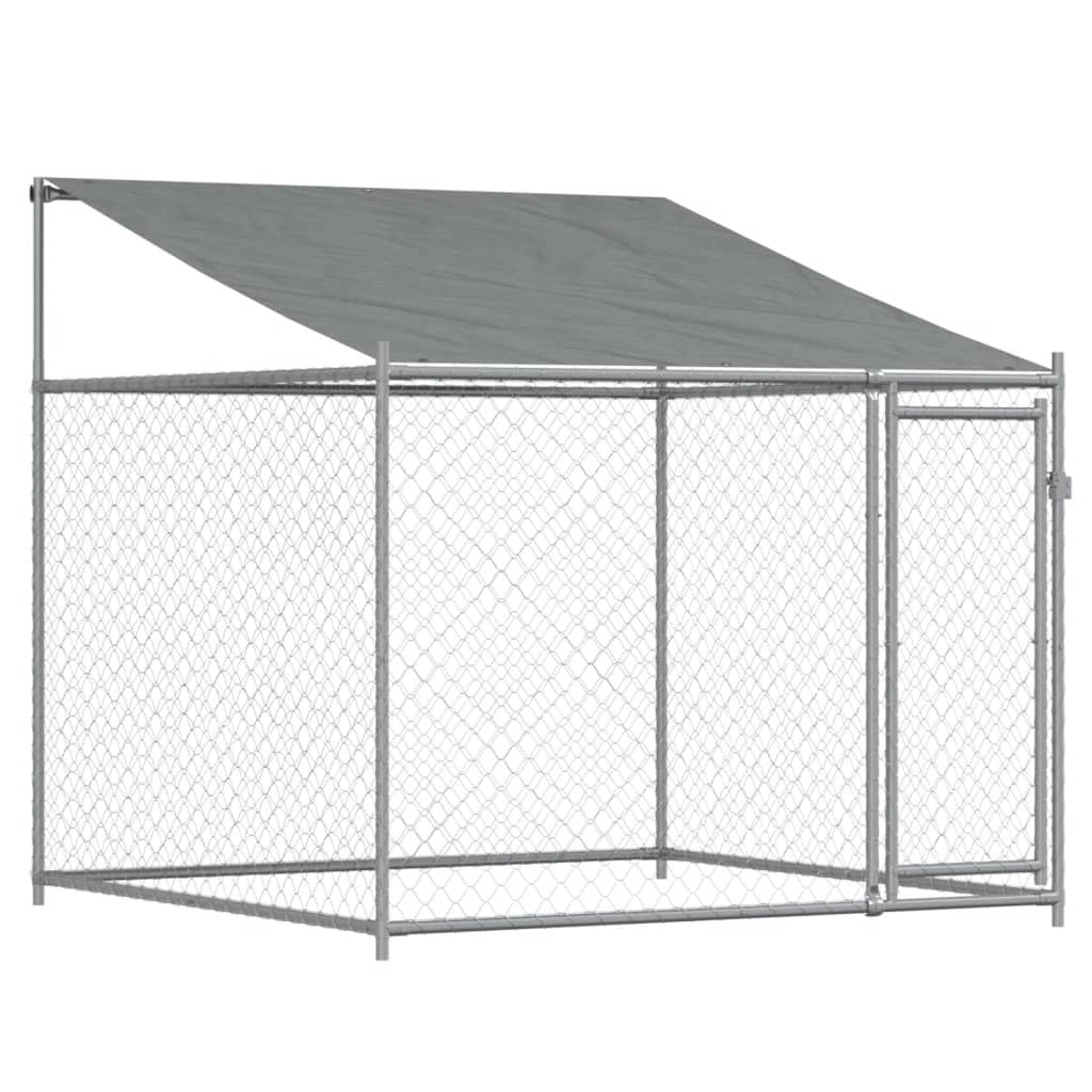 Trasportino per cani con tetto e porta 8 x 2 x 2 m acciaio zincato grigio 02_0041633