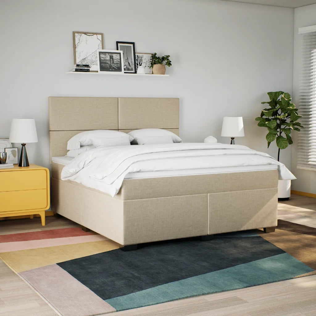 Giroletto a Molle con Materasso Crema 180x200 cm in Tessuto
