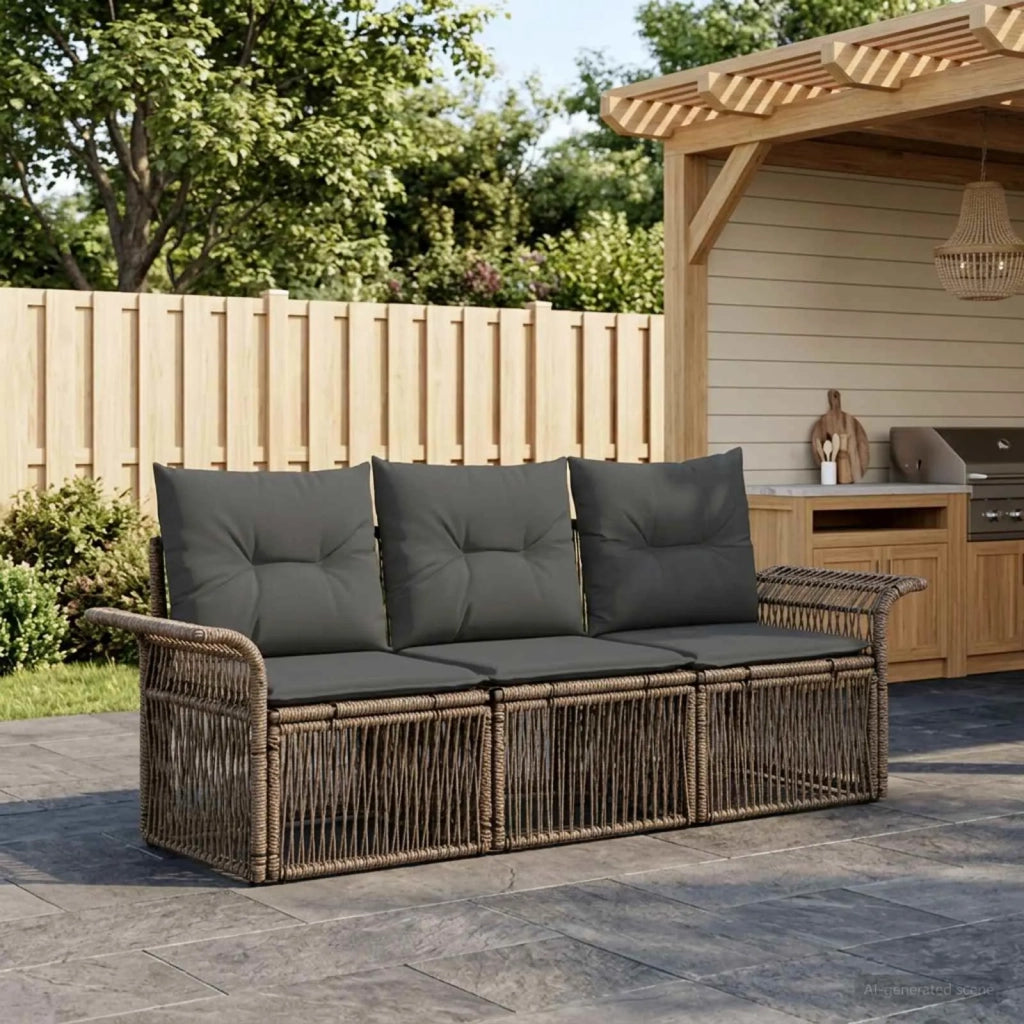 Set Divano da Giardino 3 pz Grigio polyrattan 3434747