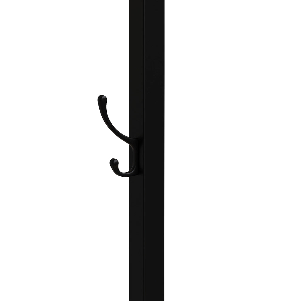 Colonna da cucina con prese elettriche, ripiani aperti e ante scorrevoli, MDF e metallo nero 107 × 62 × 183 cm