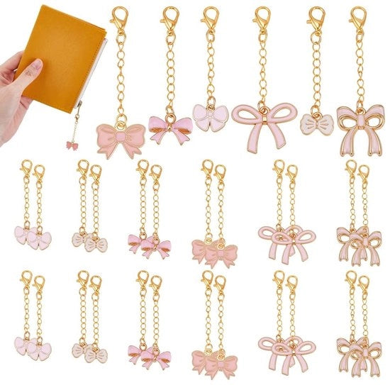 Set di Chiavi a Cappello da 36 - Chiavi a Cappello Rosa - Chiavi a Cappello con Anelli - Accessori per Chiavi a Cappello - Progetto Sostenibile - Chiavi a Cappello Carine - Charms per Borsa