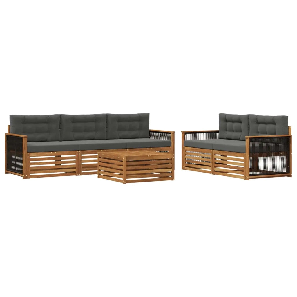 Set di divani da esterno con cuscino 6 pcs Naturale e Antracite 3383025