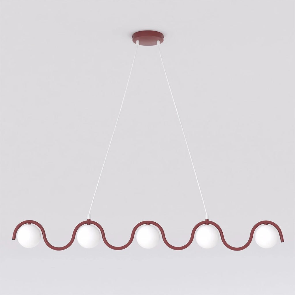 Lampada sospesa SINUS 5xG9 bordeaux bianca Emibig
