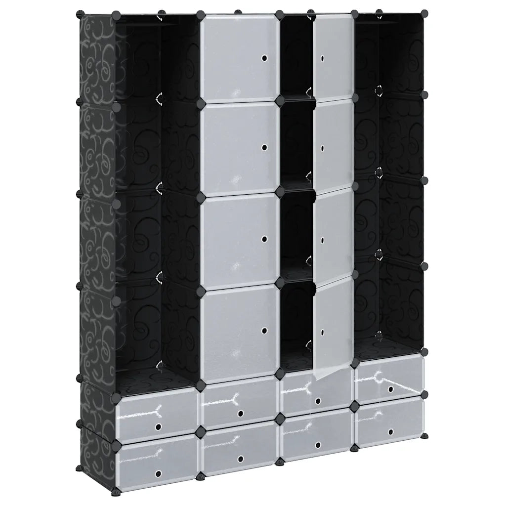 Armadietto Modulare 18 Scomparti Nero e Bianco 37x146x180,5 cm CFW2398299