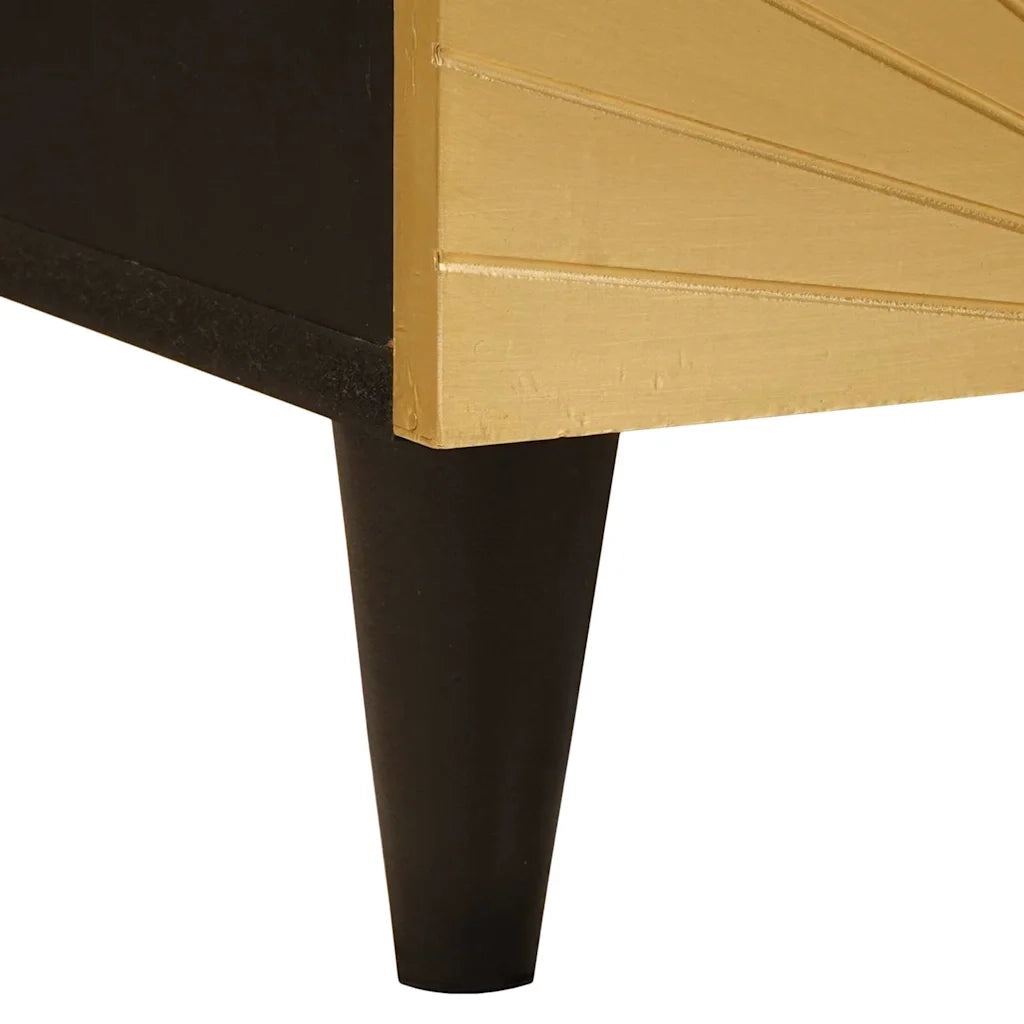 Comodino | Armadio da Notte | Mobiletto da notte Nero e Oro 40 x 33 x 46 cm