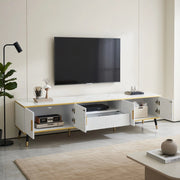 Cassettiera per TV bianca in truciolare lunga 200 cm