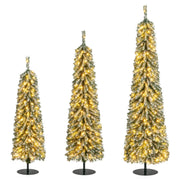 Set Alberi di Natale artificiali da 120/150/180cm, Alberi di Natale a matita con neve accumulata realistica