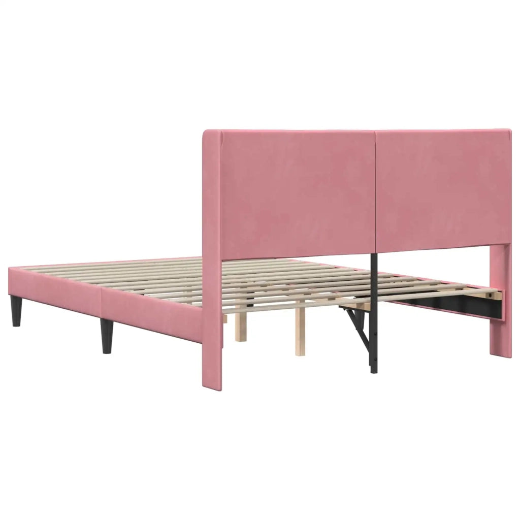 Struttura del letto con testiera Rosa 140 x 190 cm Velluto 42027506