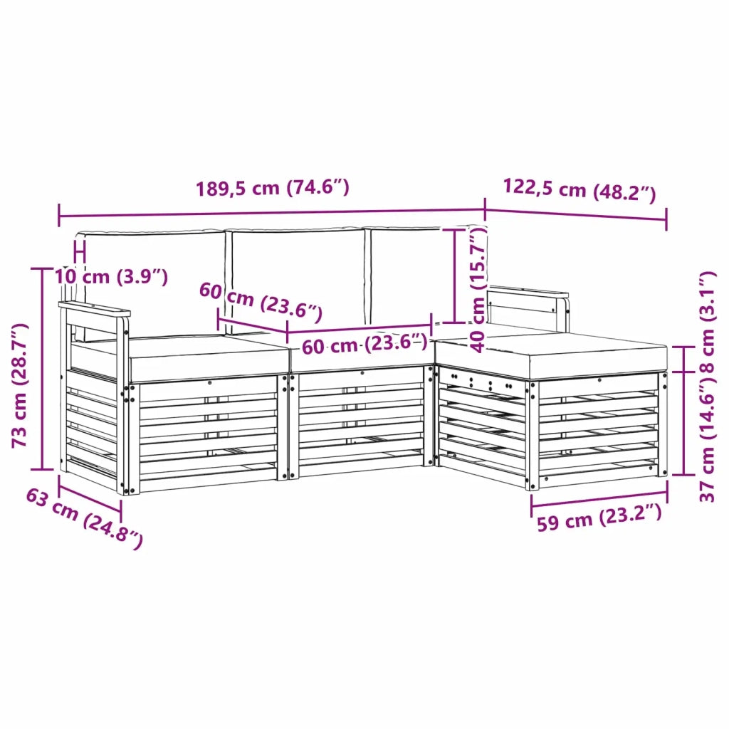 Set di divani da esterno 4 pcs Bianco e Beige 3391623