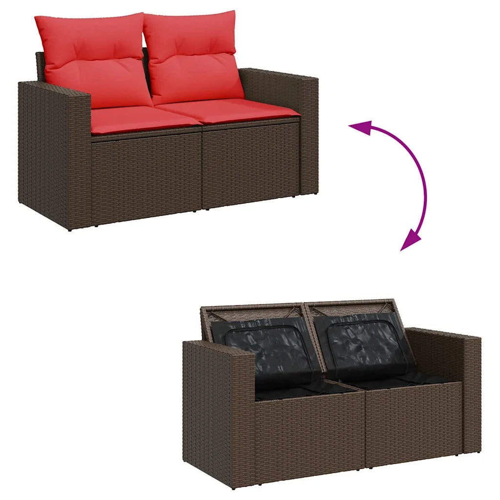 Set Divani da Giardino 7 pz con Cuscini Marrone in Polyrattan 3325400