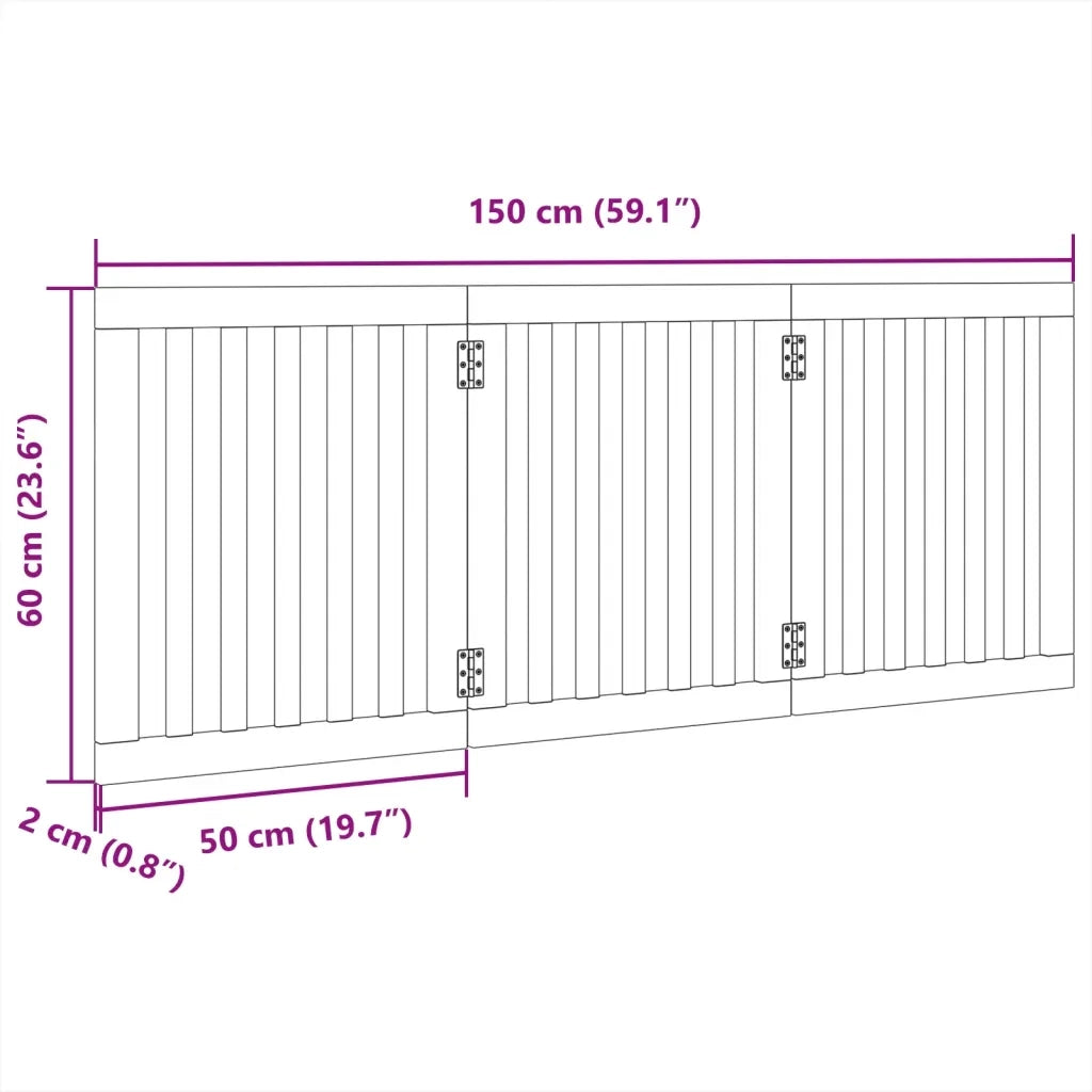Cancello per Cani Pieghevole 3 Pannelli Nero 150cm Legno Pioppo 352252