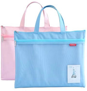 Documenten Tas con Cerniera, Set di 2 Borse Nylon Mesh con Cerniera Acqua-Resistente, Etichette Piccole per Studenti e Ufficio (Blu Rosso)