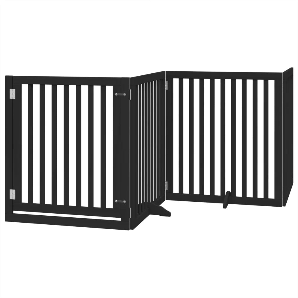 Cancello per Cani Porta Pieghevole Nero 4 Pannelli 320cm Pioppo 352259