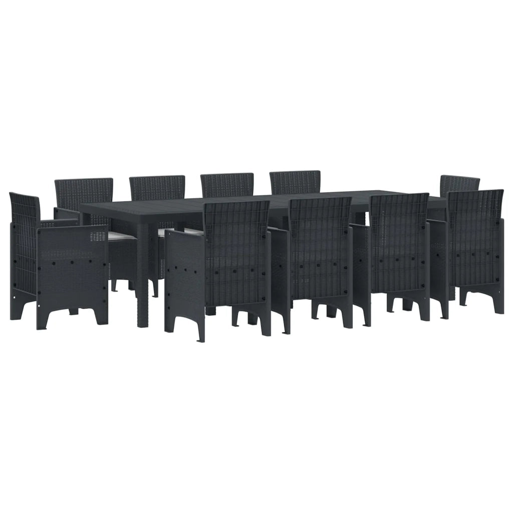 Set da Pranzo per Giardino 11 pcs Antracite Polipropilene