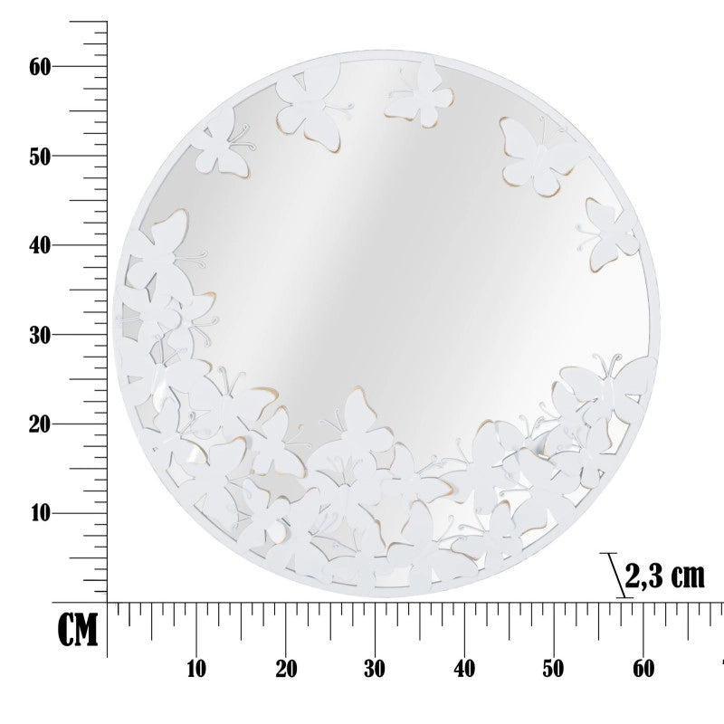 Specchio Rotondo White Butterfly cm 62,5x2,3