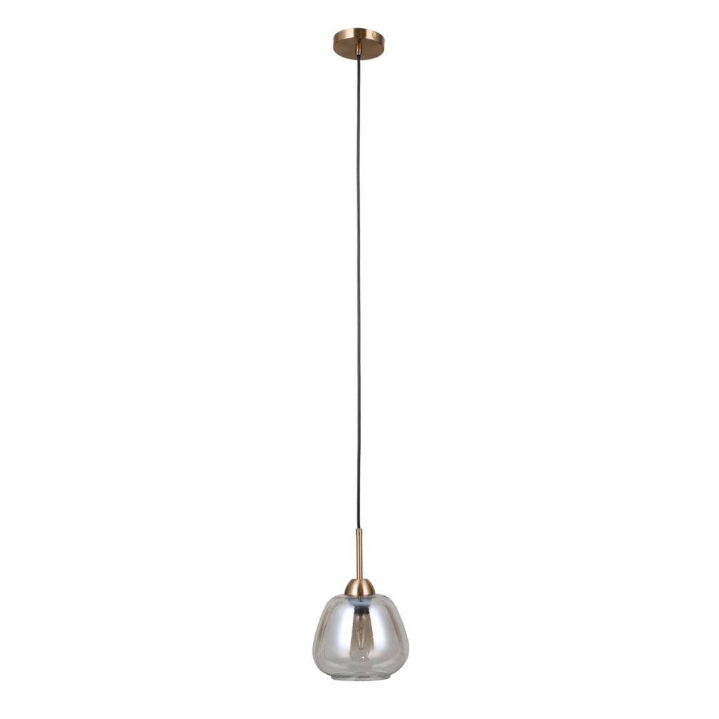 Lampada a sospensione minimal oro vetro ambra E27 Italux