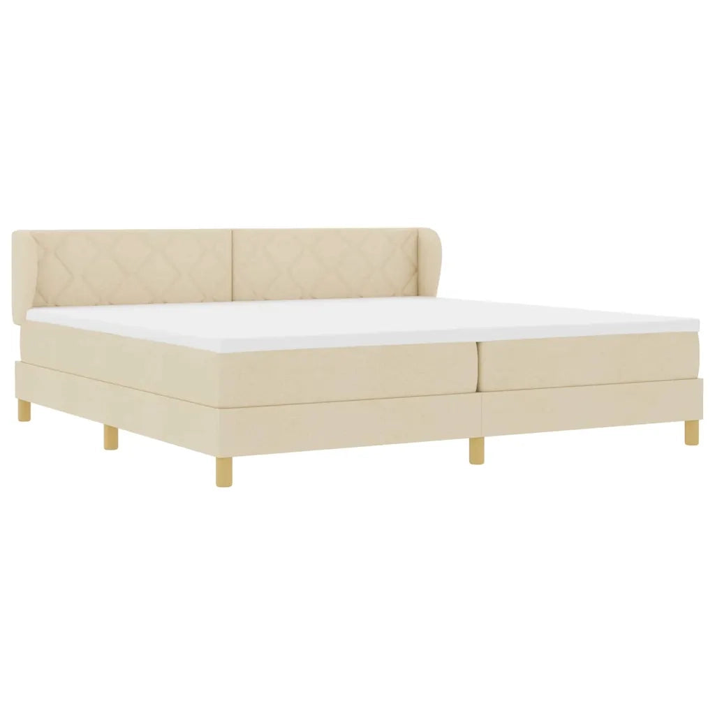 Letto a molle con materasso Crema 200 x 200 cm Tessuto 3340302
