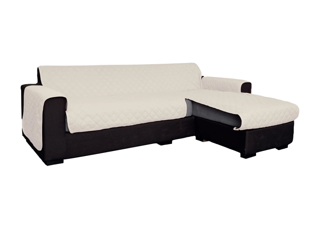 Copridivano Con Penisola Antimacchia Trapuntato Modello Star Colore Panna - 190cm - Panna