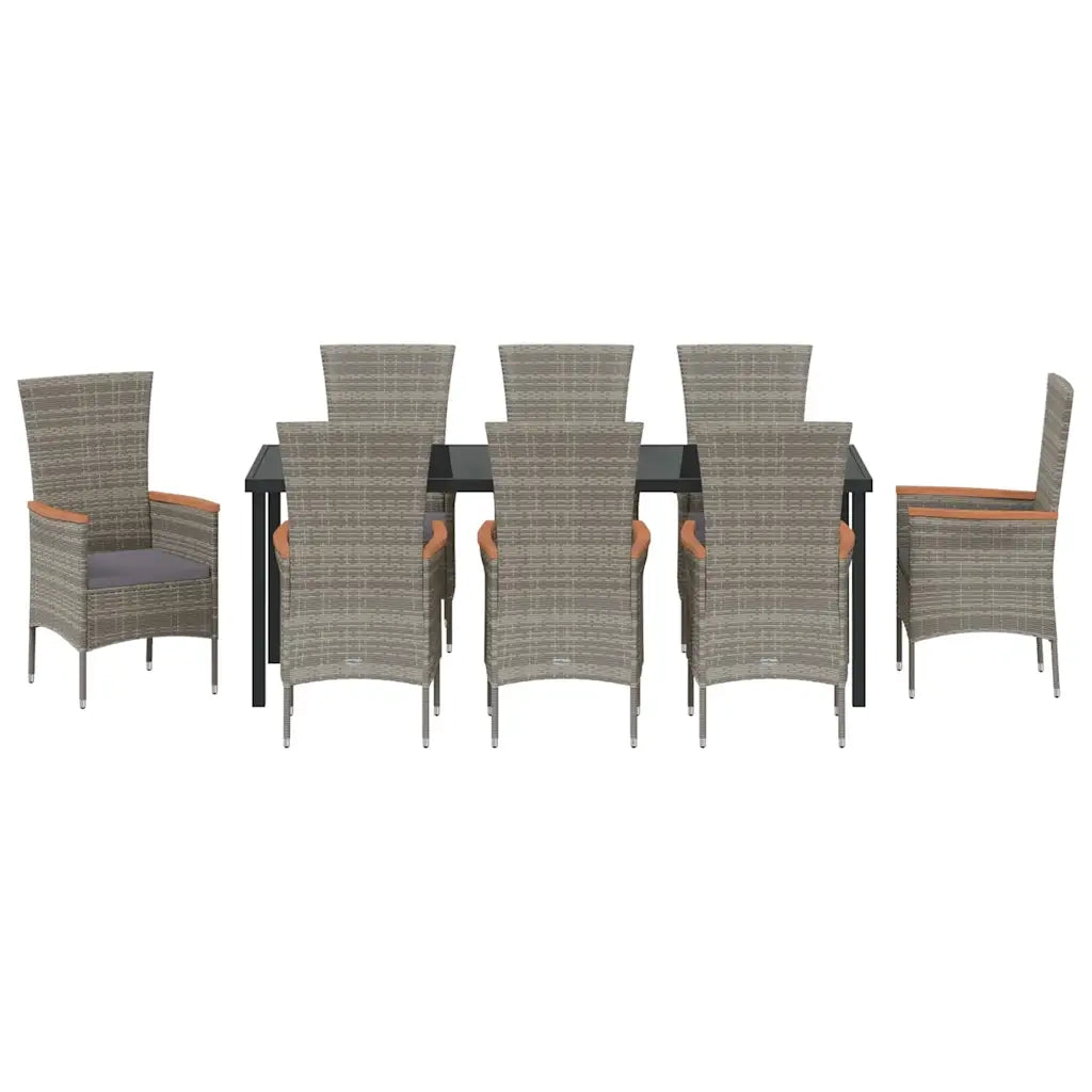 Set da Pranzo per Giardino con cuscino 9 pcs Grigio 3379435