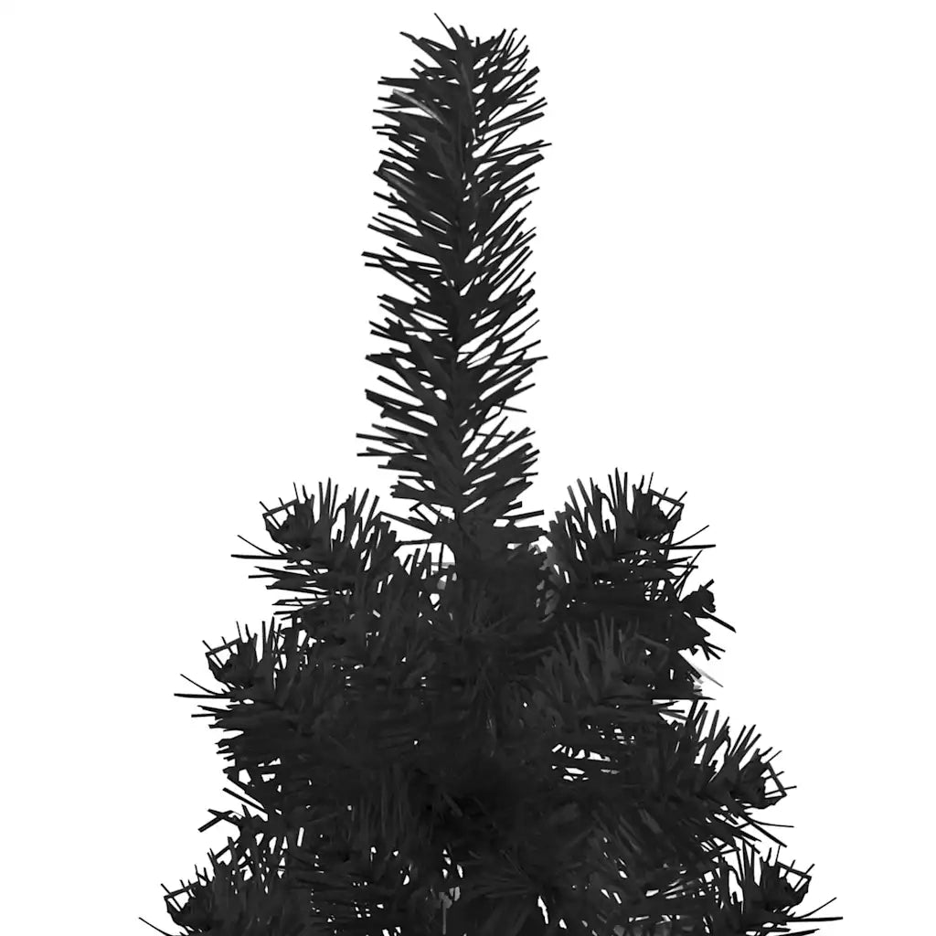 Albero Natale Artificiale Sottile a Met¨¤ e Supporto-Albero Natalizio Nero 120 cm