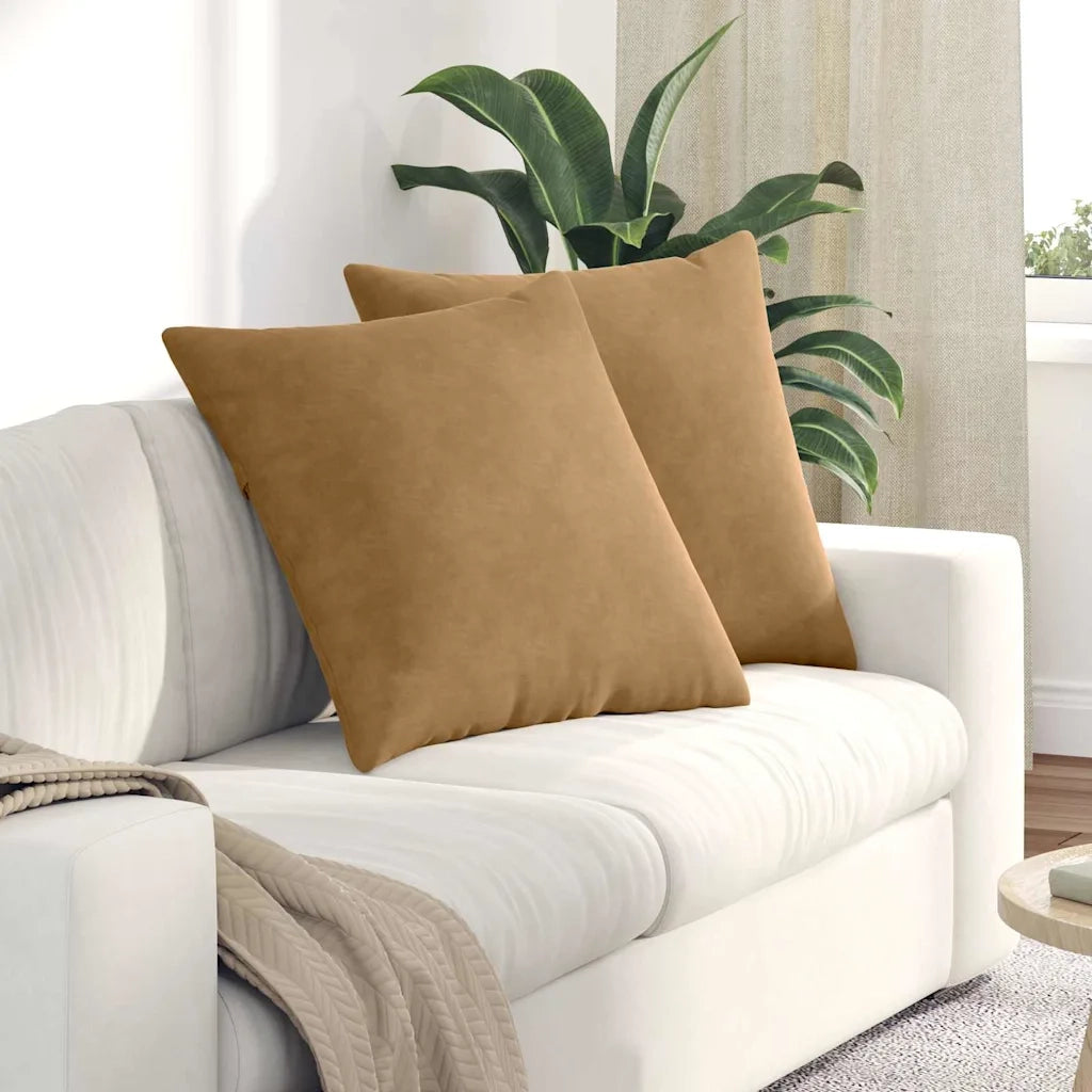 Cuscini da Divano 2 pz-Set di 2 Cuscini per Sofa Marrone 60 x 60 cm Tessuto in Cords
