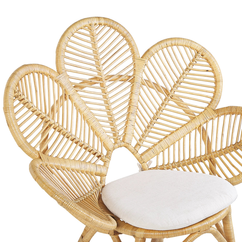 Set bistrot in rattan beige 2 sedie 1 tavolino da caffè per esterni interni cuscini cotone boho rustico