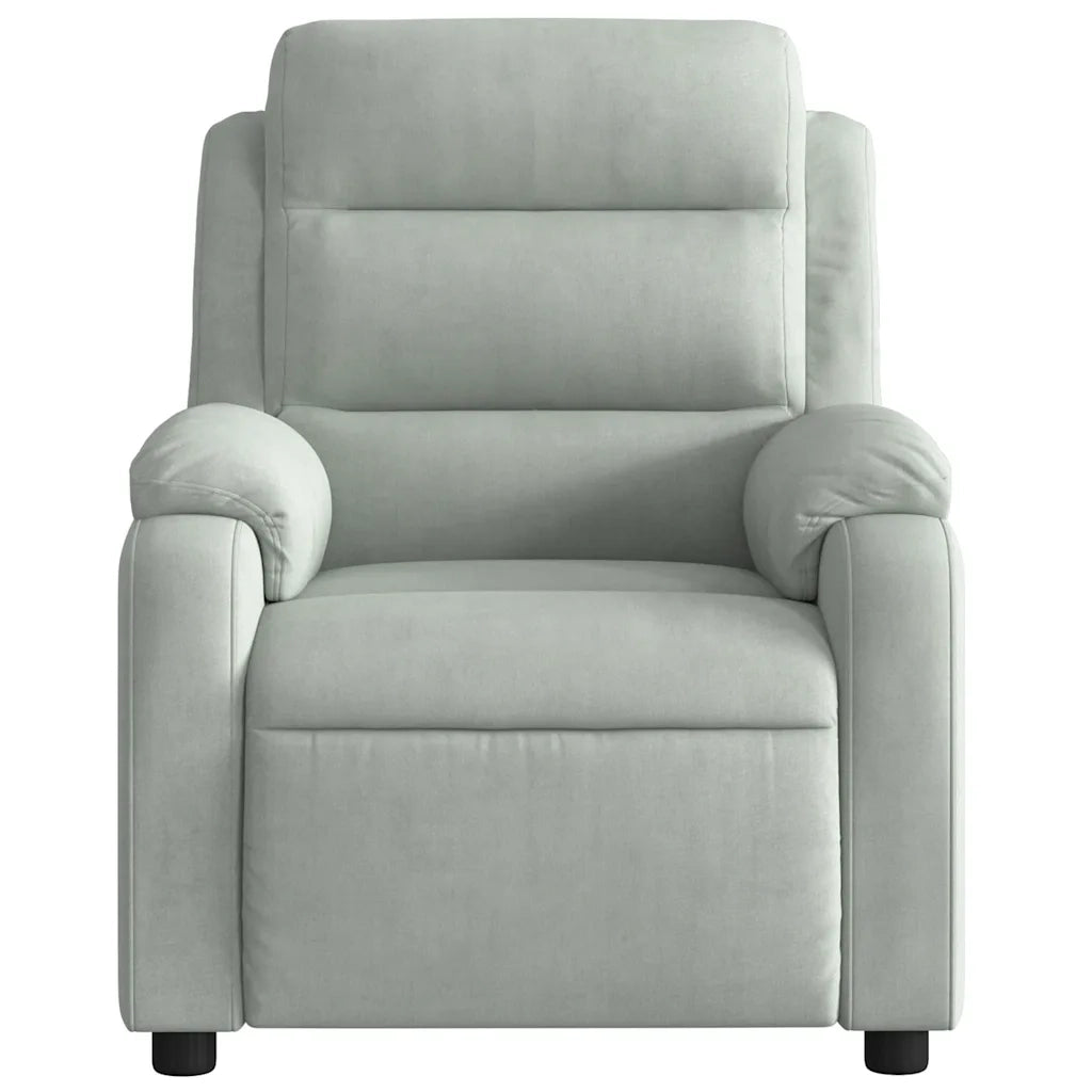 Poltrona | Sedia Relax Reclinabile Grigio Chiaro in Velluto