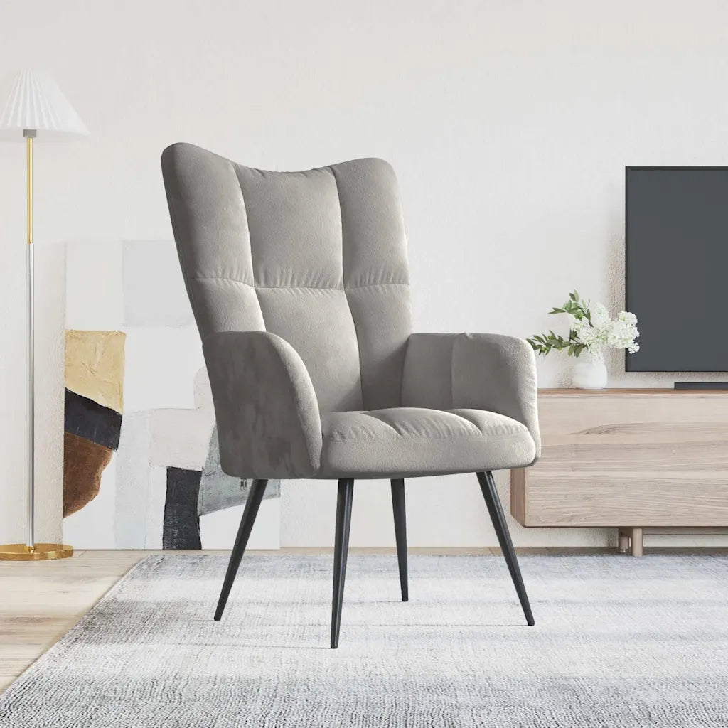 Poltrona | Sedia Relax Grigio Chiaro in Velluto