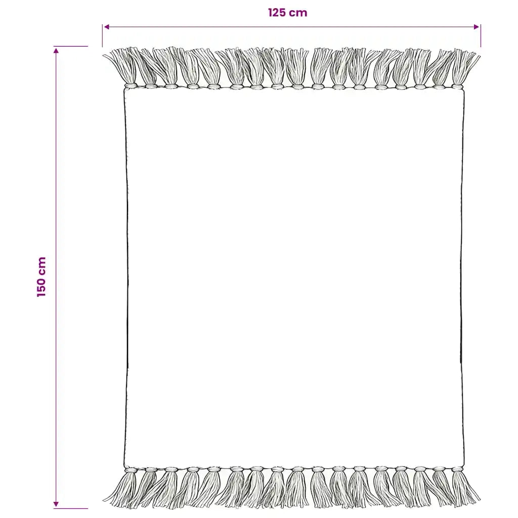 Copriletto in Cotone a Righe 125x150 cm Grigio e Bianco