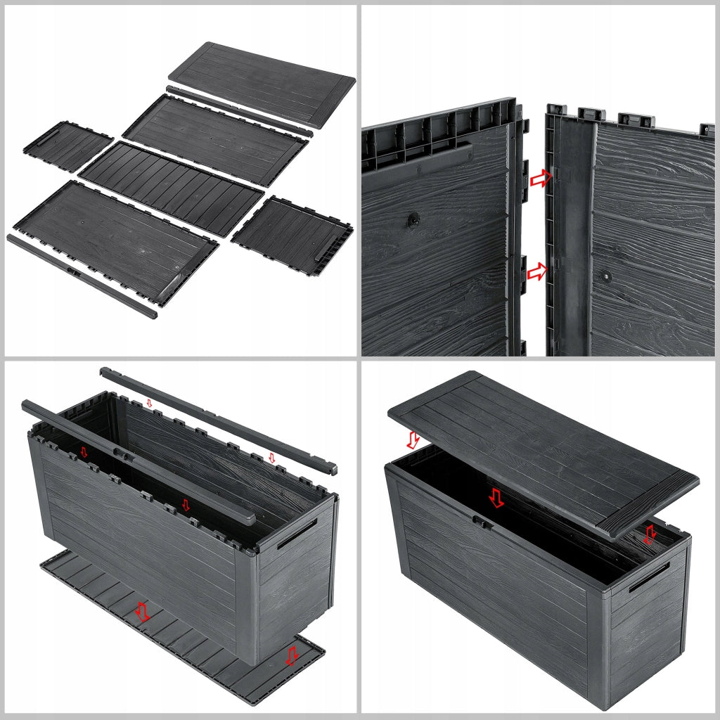 KADAX Box da giardino/balcone 280L per giardino, balcone, terrazzo, colore antracite